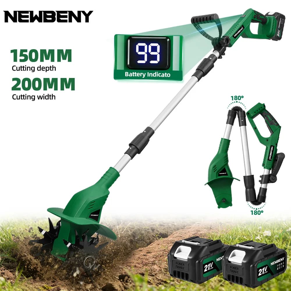 NEWBENY Electric Rototiller Tiller Cultivator Motocultor Cordless Scarifier Garden Tool For Makita 21V Battery Pin