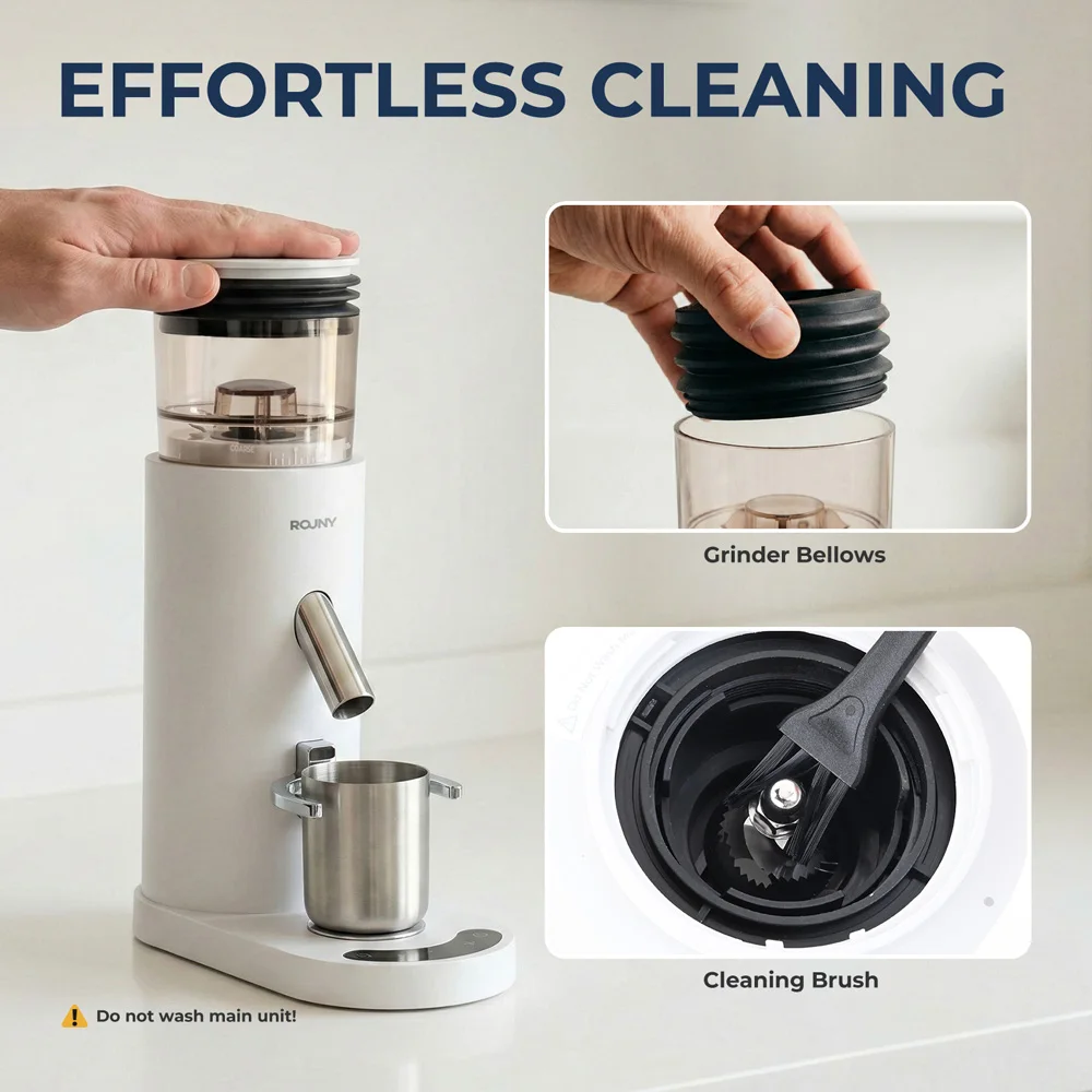 Cordless Coffee Grinder Electric with 60 Grind Settings, LED Touch Control & Low Heat Grinding, Rechargeable USB-C