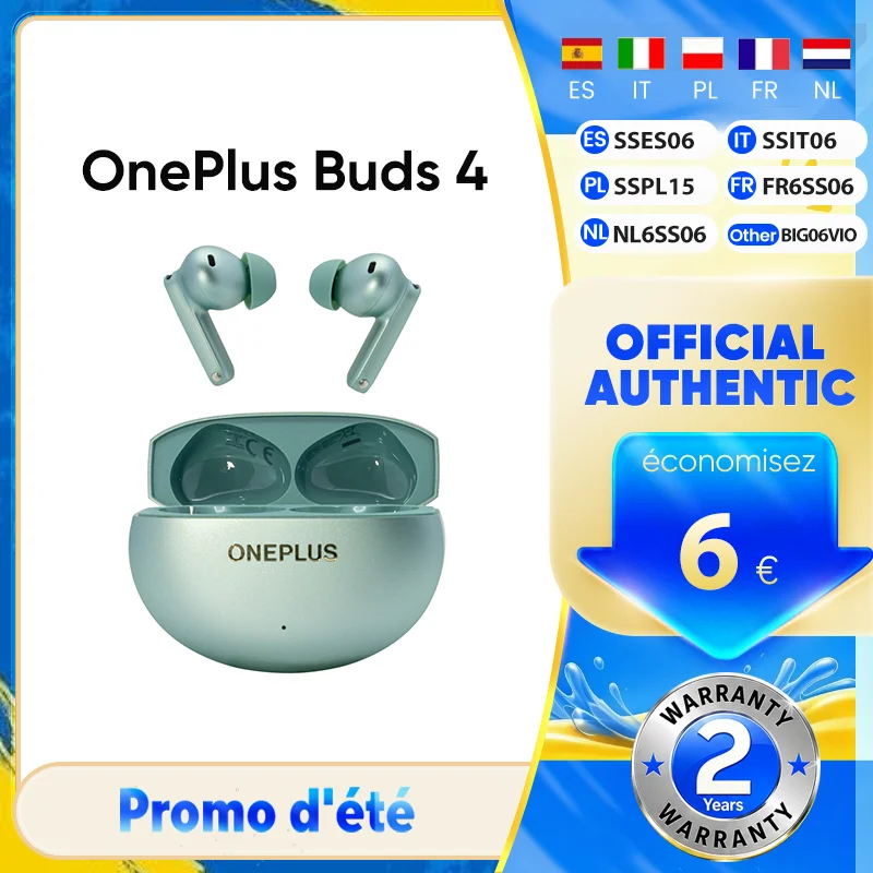 Orignial OnePlus Buds 4 Global Version Active Noise Reduction Dynamic ANC 55dB Bluetooth 5.4 Steady Connect Hi-Res Audio IP55