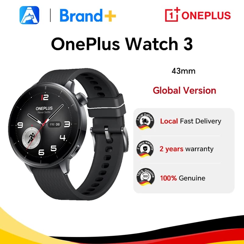 Global Version OnePlus Watch 3 43mm Smartwatch 1.32inches AMOLED Display Up to 60H Battery Life Wear OS by Google GPS NFC