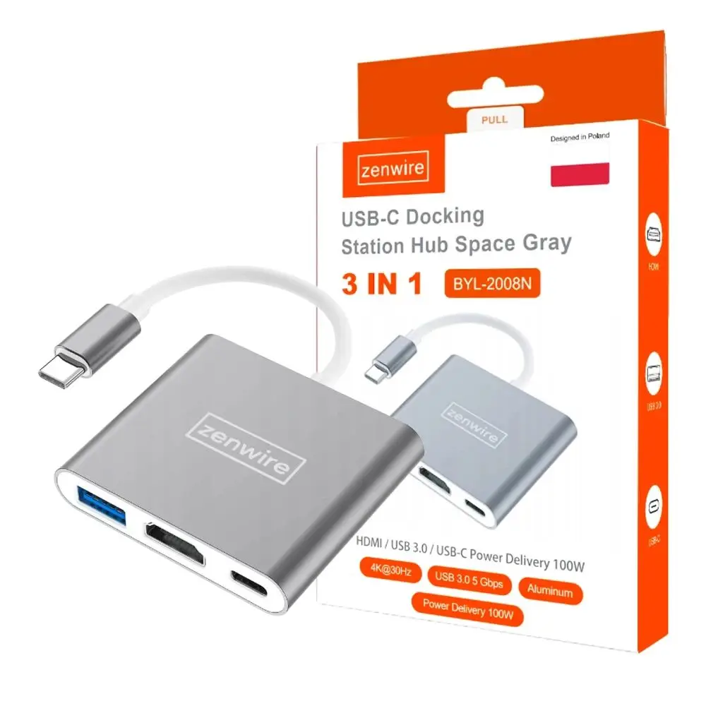 MHL HUB USB-C 3.1 HDMI Adapter 4K Power Delivery 100W Docking Station For MacBook DEX Zenwire BYL-2008N 3 in 1 Transmitter Receiver