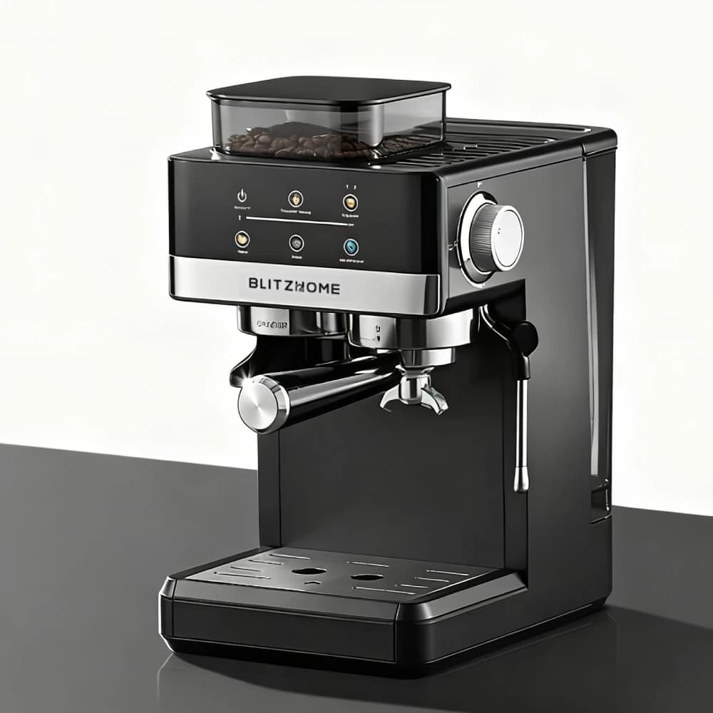 BlitzHome CM5520 1.8L 1350W Semi-Automatic Espresso Coffee Machine 20Bar with Built-in Grinder Large Touchscreen Preheat Progress for Home