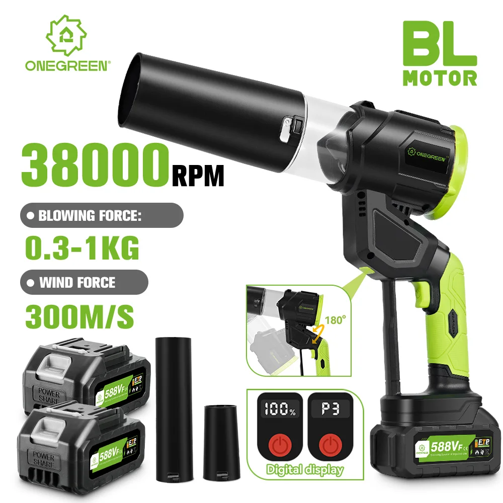 ONEGREEN 7000W Brushless Electric Turbo Blowers Jet Fan 300000RPM Battery Leaf Blower Blowing Tool For Makita 18V Battery Pin