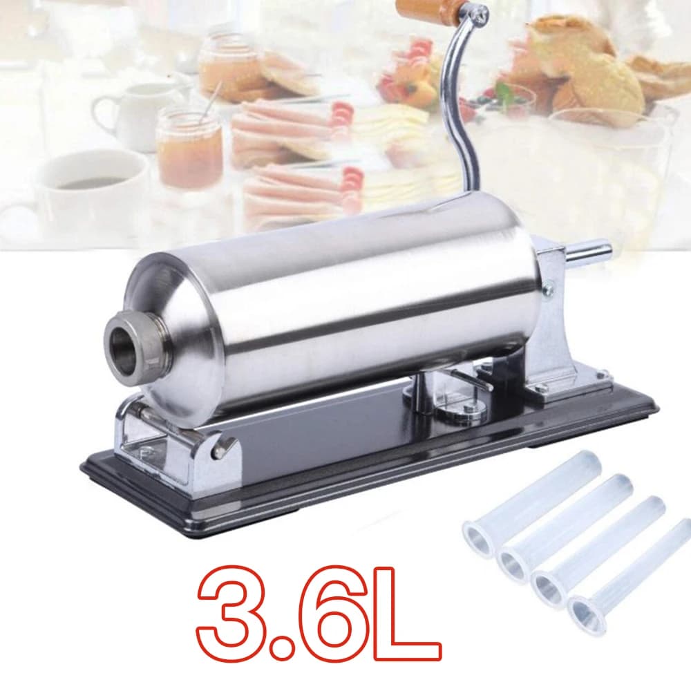 Sausage Filler Sausage Filling Machine, Horizontal Kitchen Stainless Steel Sausage Filler, Homemade Sausage Filling Tube 3.6 L