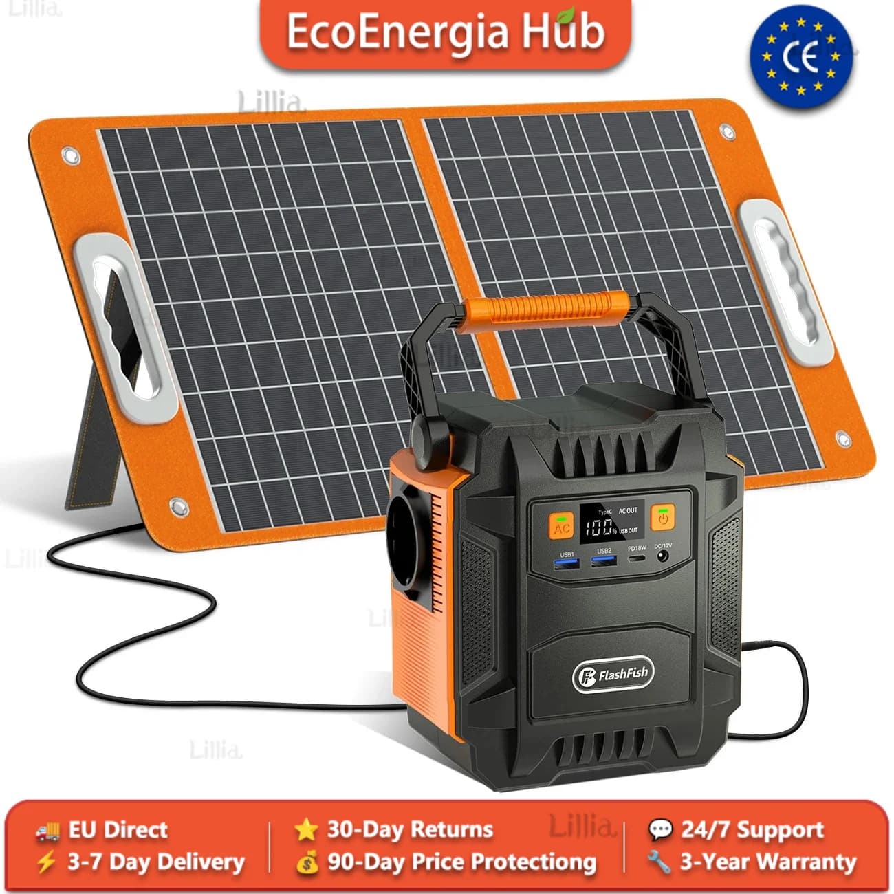 FF FlashfishA201 Portable Power Station 172Wh 48000mAh Lithium-ion Battery 200W AC Peak 400W Solar Generator USB-C QC3.0 DC 12V Portable Handle Outdoor RV Travel Home Blackout Emergency Power Supply