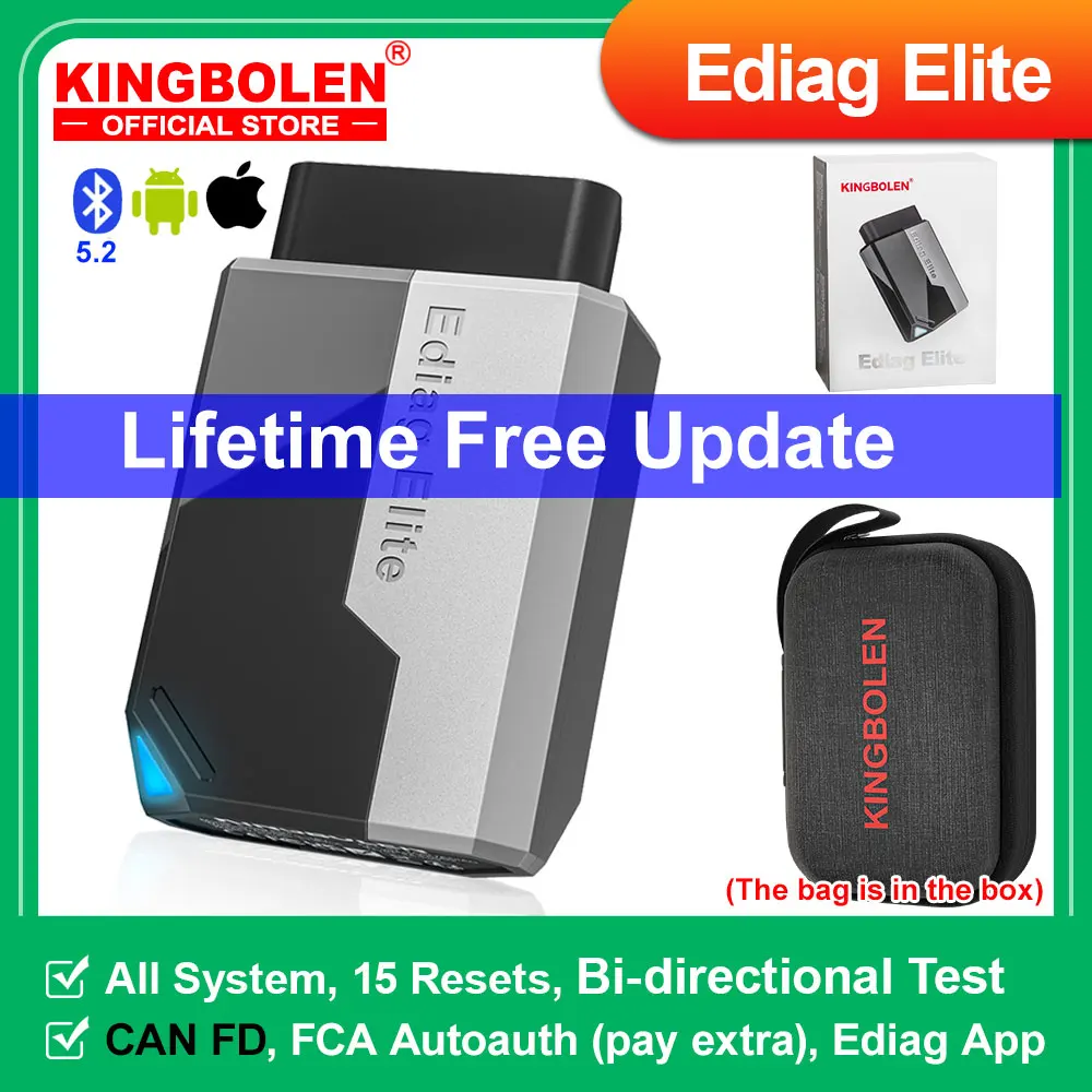 2026 New KINGBOLEN Ediag Elite Lifetime free Car Diagnostic Tools All system 15 Resets Bi-directional Test  Auto Scanner OBD2