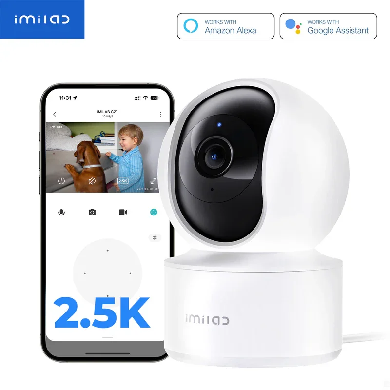 IMILAB Baby Monitor Indoor Security Camera with AI Detection Night Vision 2-Way Audio 360° PTZ Compatible with Xiaomi Home App