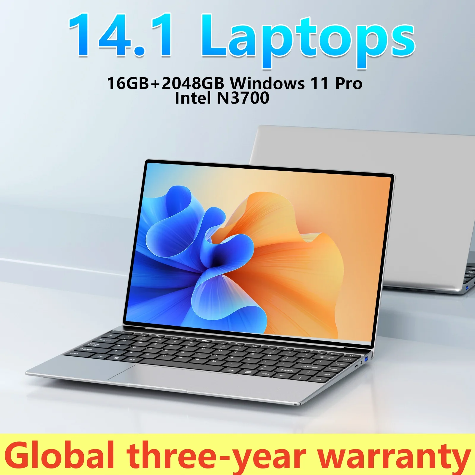 2025 Laptop Windows 11 Pro 14.1" 16GB RAM 2TB SSD Ultra Intel N3700 Notebook Gamer 1920*1080 Display Office Study Computer PC
