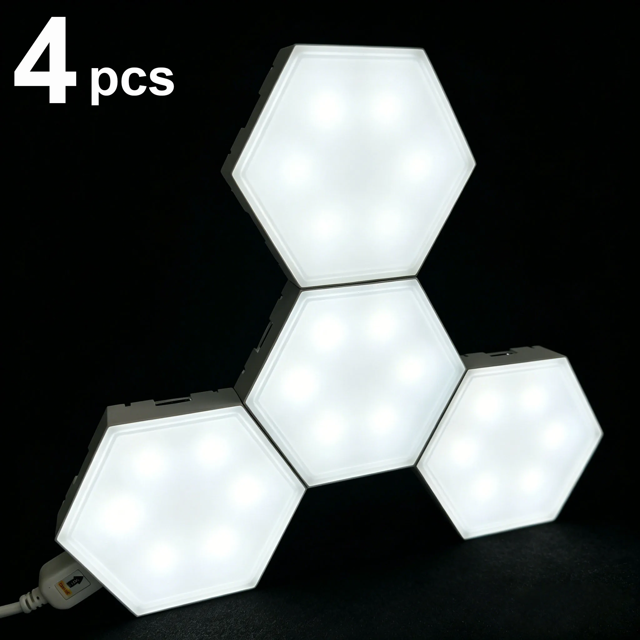 Modular Hexagon LED Wall Light Panels, Touch Sensitive Lamp, DIY Combination Geometry Ambient Lighting for Game Room, Bedroom & Indoor Home Wall Decoration, Ideal Christmas Birthday Holiday Gift