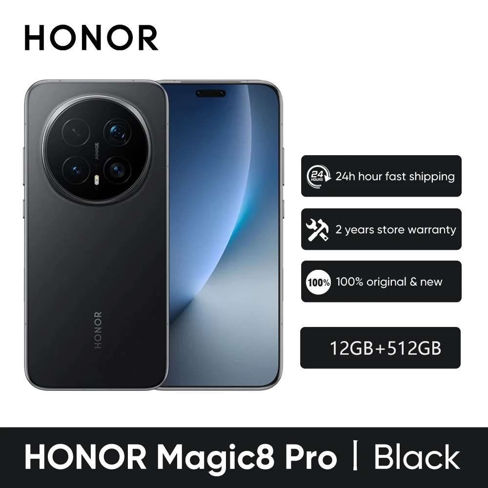Global version HONOR Magic 8 Pro 5G Smartphone, Snapdragon 8 Elite Gen 5, 200MP AIMAGE, mAh, 100W, heled, NFC, eSIM, Honor