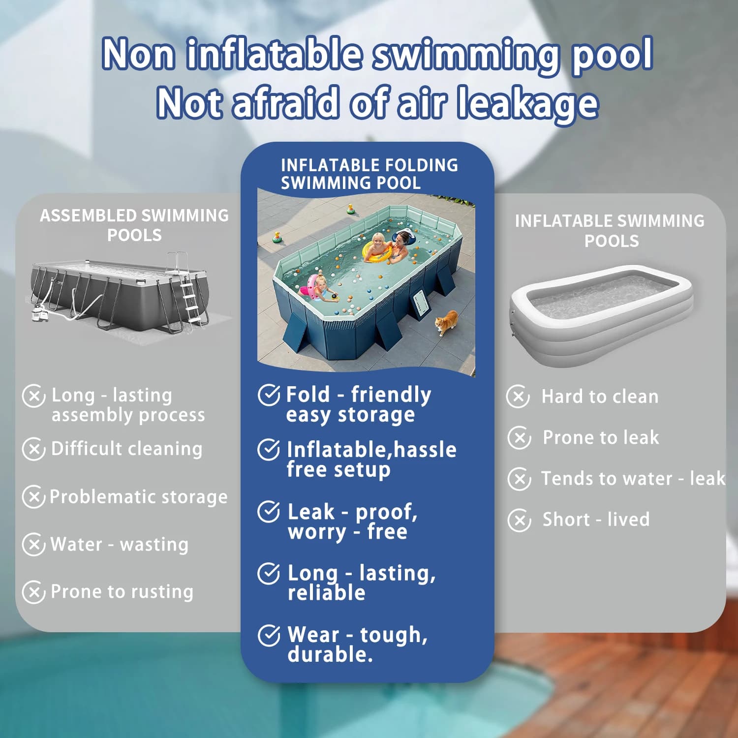Foldable Inflatable Swimming Pool For Kids Adults Outdoor Backyard Water Play Thickened Wear Resistant PVC Printed Green Multiple Sizes