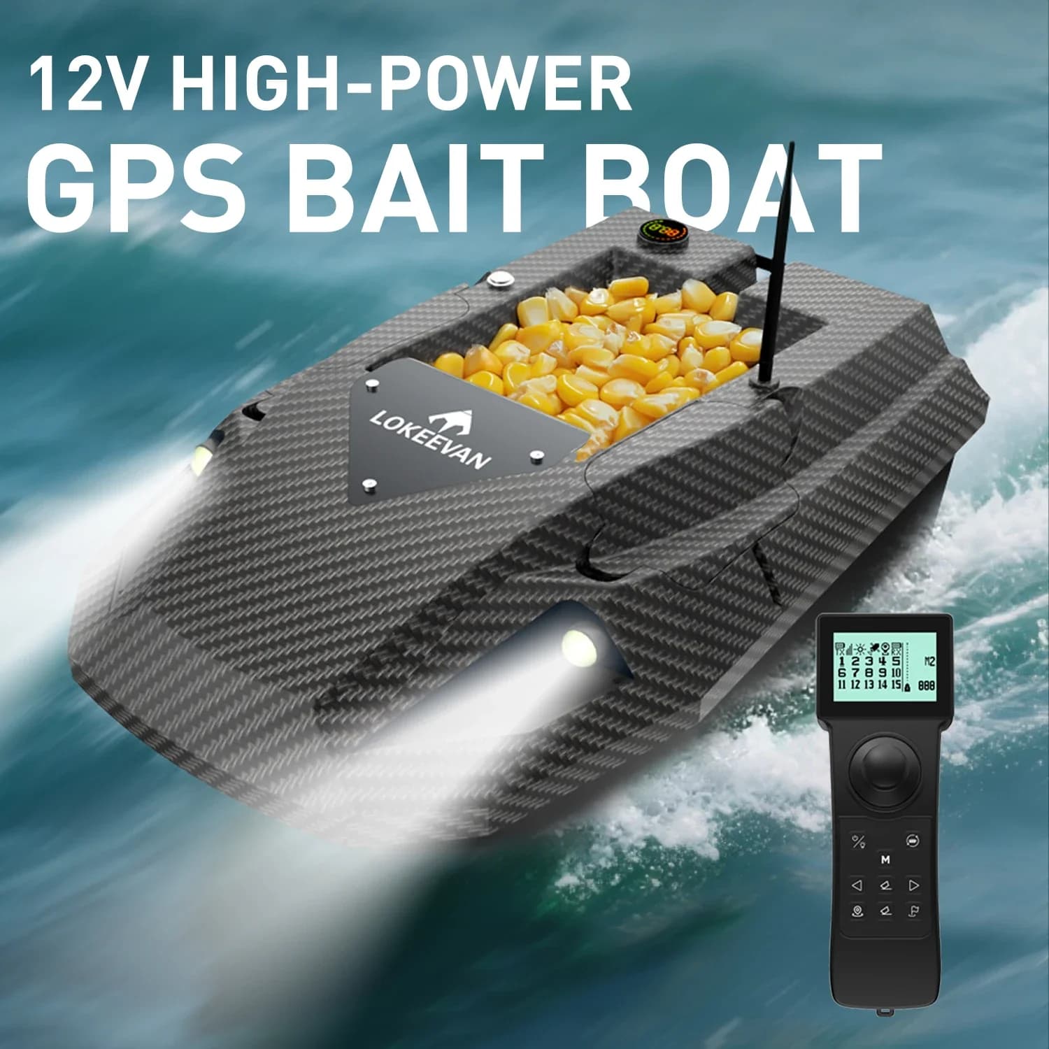 LOKEEVAN GPS Bait Boat D50B 15600*2 Mah 12V Powerful Pull Net Troll Hook GPS+Beidou Satellite Dual Positioning System Fish Boat