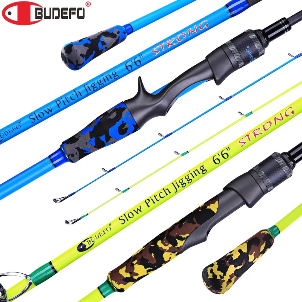 BUDEFO Jigging Rod 1.95M Casting Spinning Fishing Rod Light Micro Shore Saltwater Boating Rod PE1-4 60-250g Power 12-15K