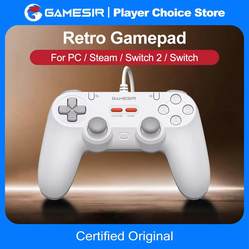 GameSir Retro Gamepads Wired Controller for PC Windows Steam Switch Controle Hall Effect stick 2 Mappable Buttons Tegenaria Lite