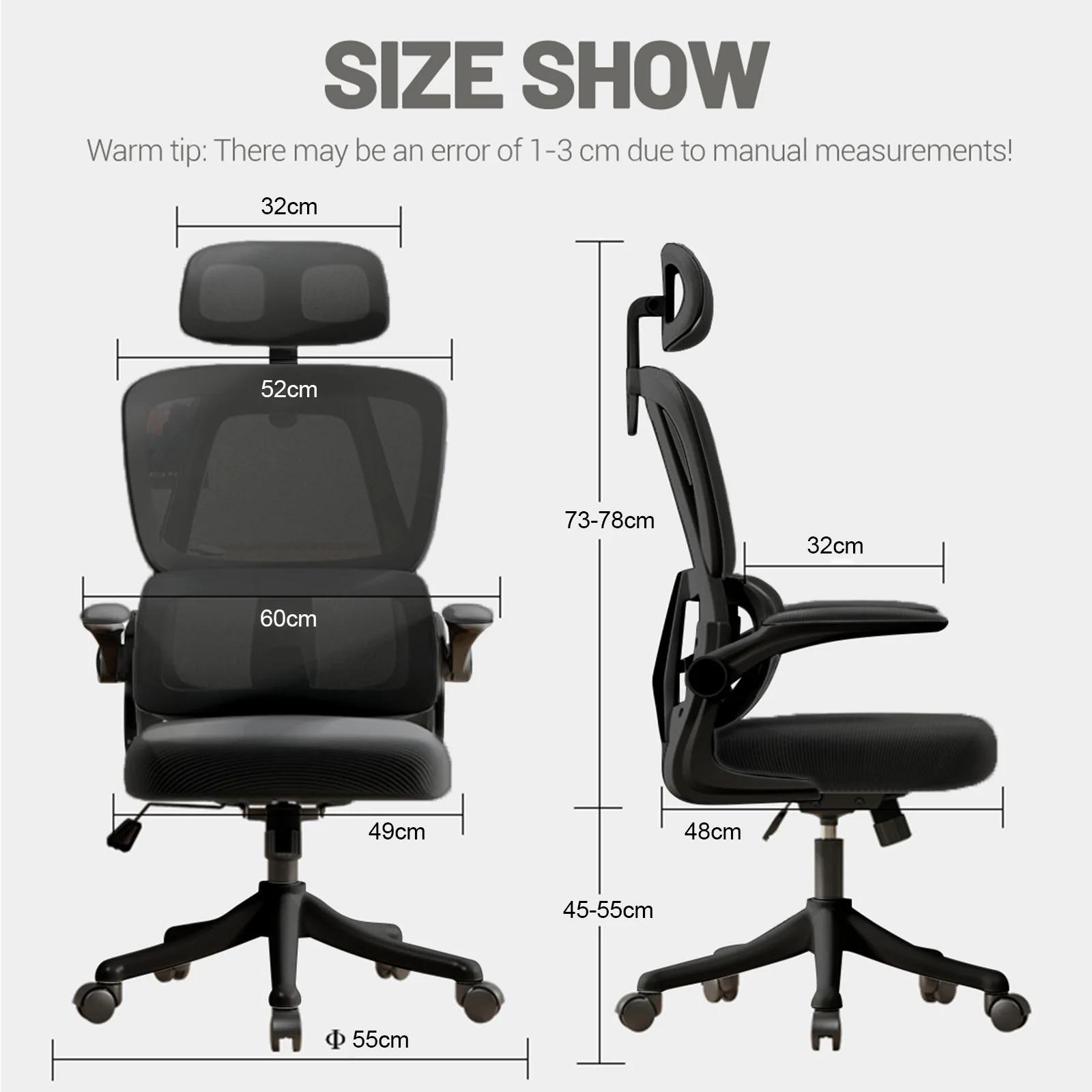 High Back Ergonomic Office Chair, Adjustable Mesh Computer Chair with Lumbar Support for Home Workspace