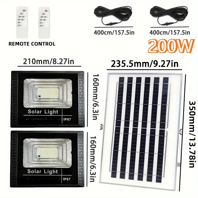 Solar Flood Lights Outdoor Solar Lights with Dual LED Head Split Type Street Lights Dusk to Dawn Outdoor Lighting for Yard Shed