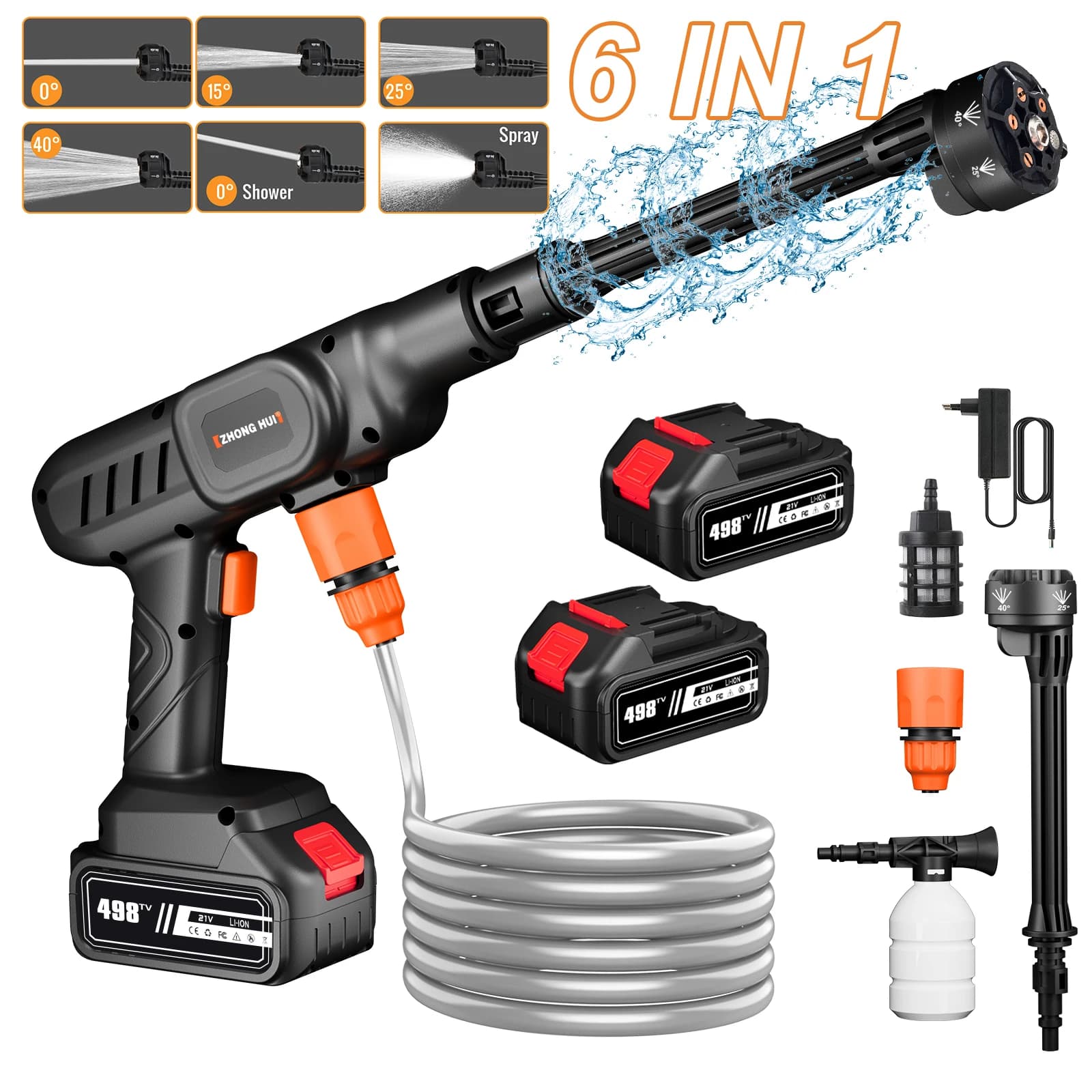 Electric Washing Car Machine Cordless High-pressure Washing Car Water Gun Versatile Wash Gun Adjustable Nozzle Cleaning Tool