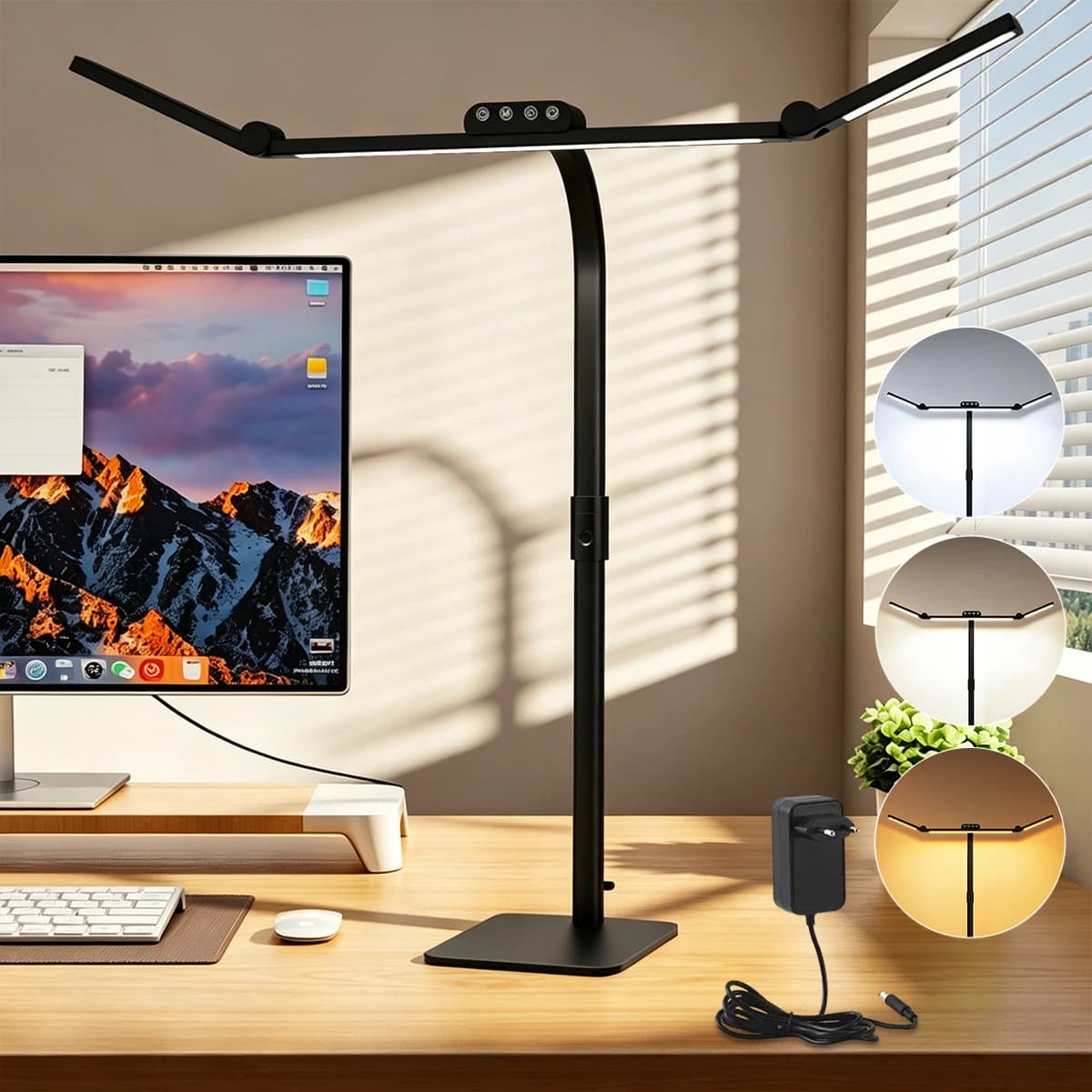 Ultra Bright LED Desk Lamp with Base/Clamp, High CRI Eye Protection Touch Dimmable Reading Lamp For Student Home Office Use