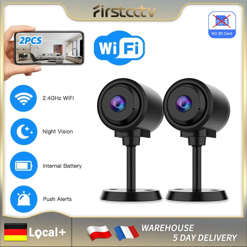 FIRSTCCTV Wireless Mini WiFi Security Camera with Night Vision Motion Detection Rechargeable Battery Easy to Mount