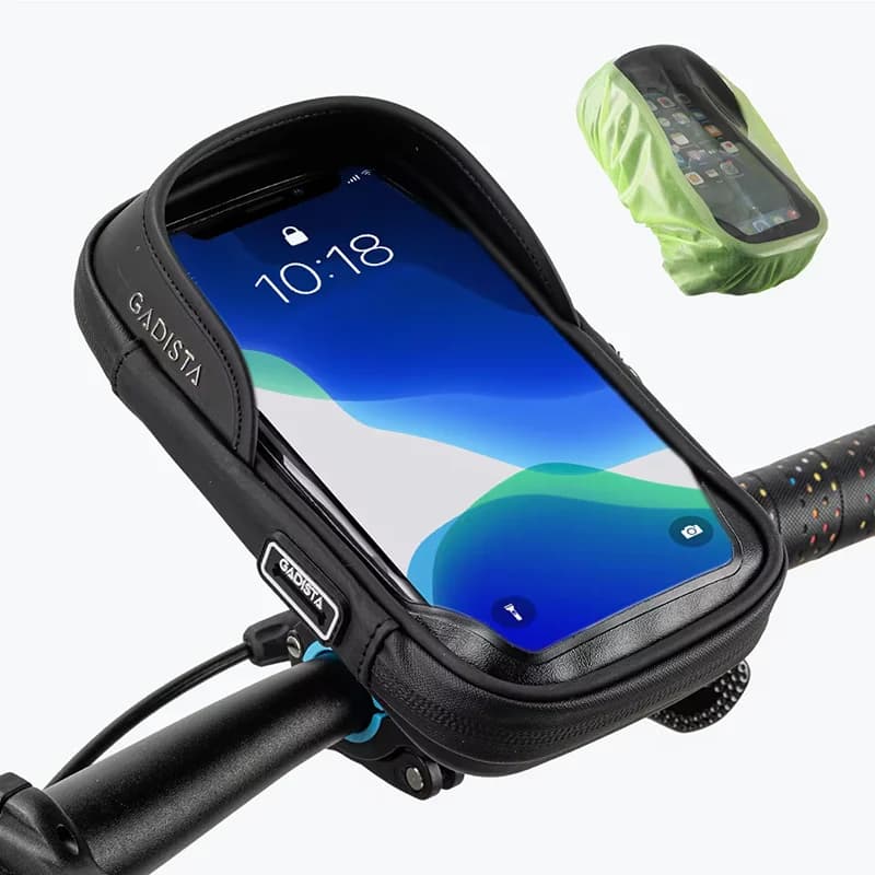 Water-Resistant EVA Hard Shell Bicycle Phone Holder Bag with TPU Touchscreen, 360 ° Rotatable Handlebar Mount for 6.7 Inch Phones, Bike E-Scooter