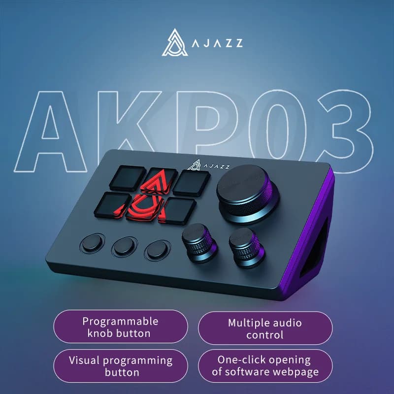 AJAZZ AKP03 Desktop Control Panel, Programmable Keypad for Stock Trading Live Streaming Audio Mixing, Shortcut Controller