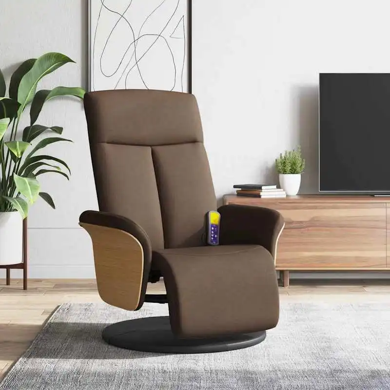 Massage Chair with Footrest and Reclining Function – Fabric Upholstery, 360-Degree Swivel, Multi-Point Vibration Massage