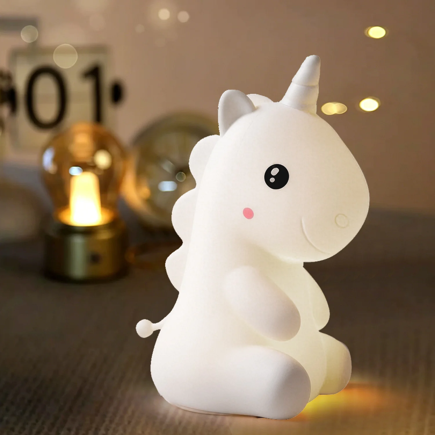 Unicorn Silicone LED Night Light, 4 Dimmable Brightness, USB Rechargeable Portable Bedside Lamp, Soft Safe Decor Lamp, Ideal Gift for Girls & Babies