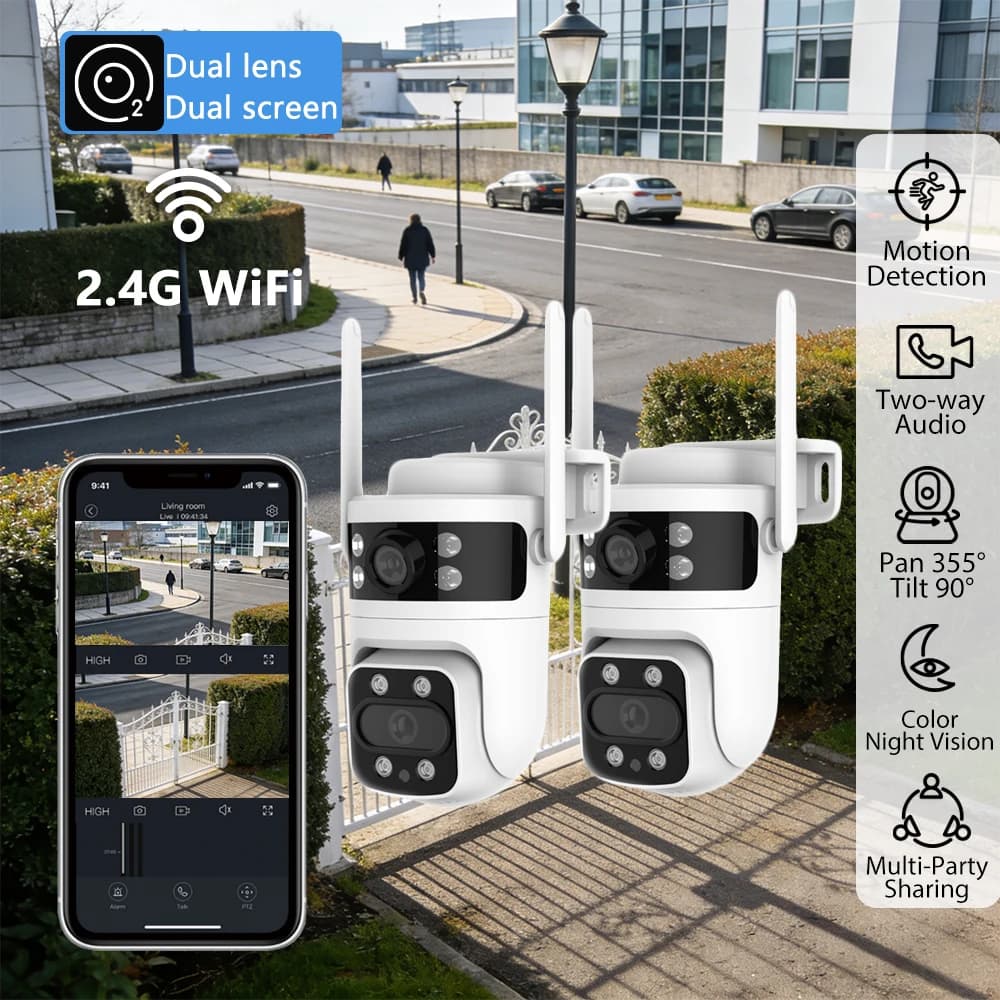 1-4PCS Y111 2K Dual Lens PTZ Outdoor Security Camera WiFi AI Human Detection Color Night Vision Two-Way Audio Smart Home Camera