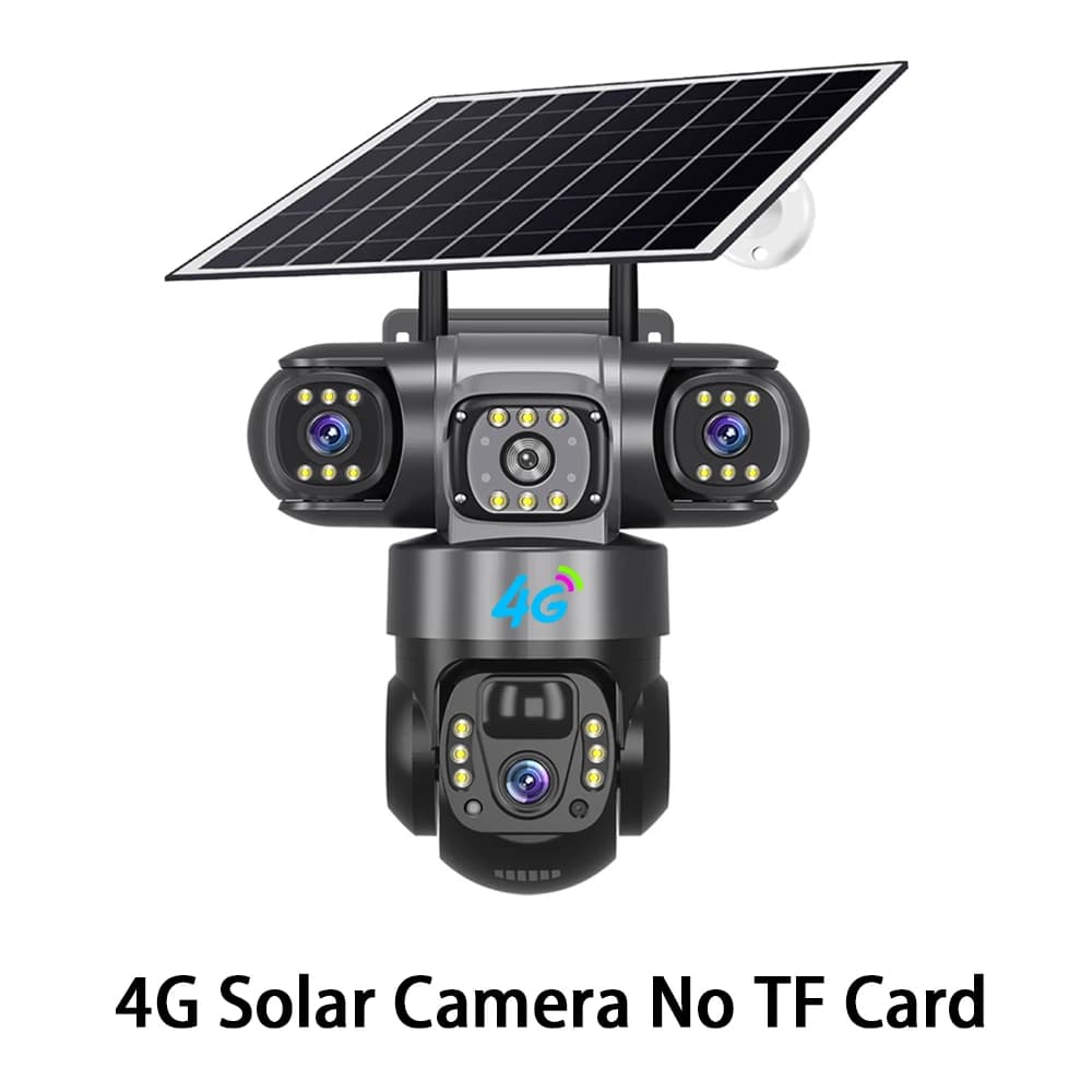 Solar Camera With 4G SIM 15MP HD Outdoor 3 Lens 3 Screen 10X Zoom PIR Human Detect Cameras Night Vision CCTV Security Protection