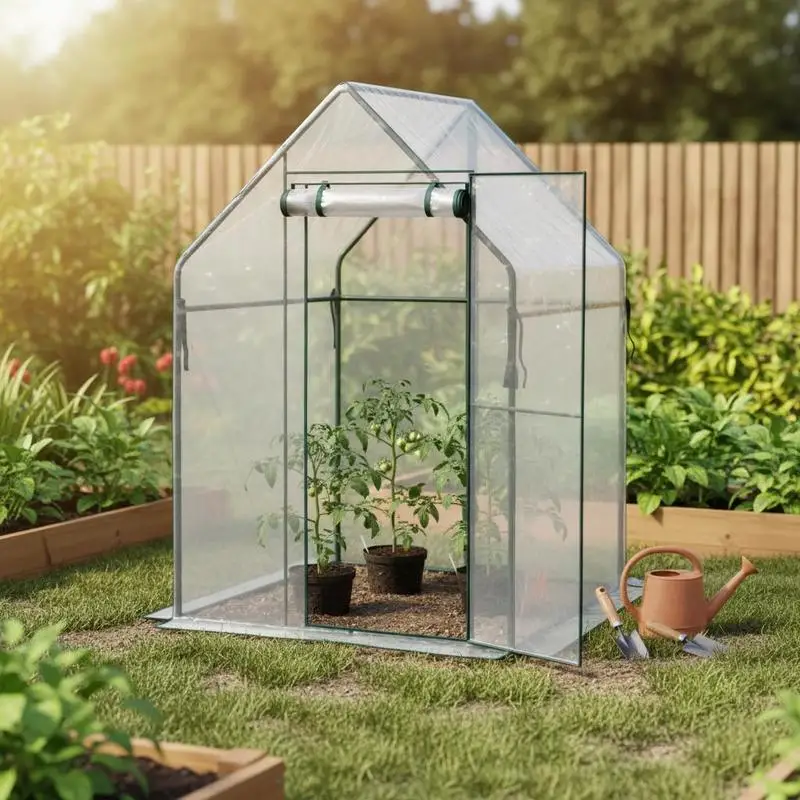 Garden Greenhouse, Tomato Growing Greenhouse for Garden with 2 Zippered Doors, Dim. 90 X 90 X 145cm