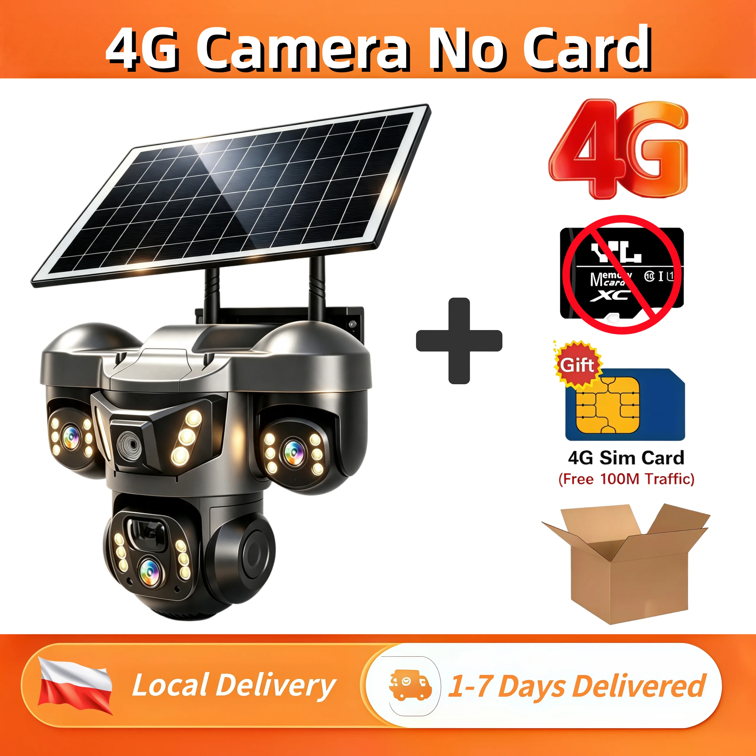 4G Solar Cameras Gifted SIM Card 100M Data IP Wireless Smart Home Security Protection CCTV Camera Outdoor Waterproof Night Vision 360 Surveillance Monitoring 4G Camera