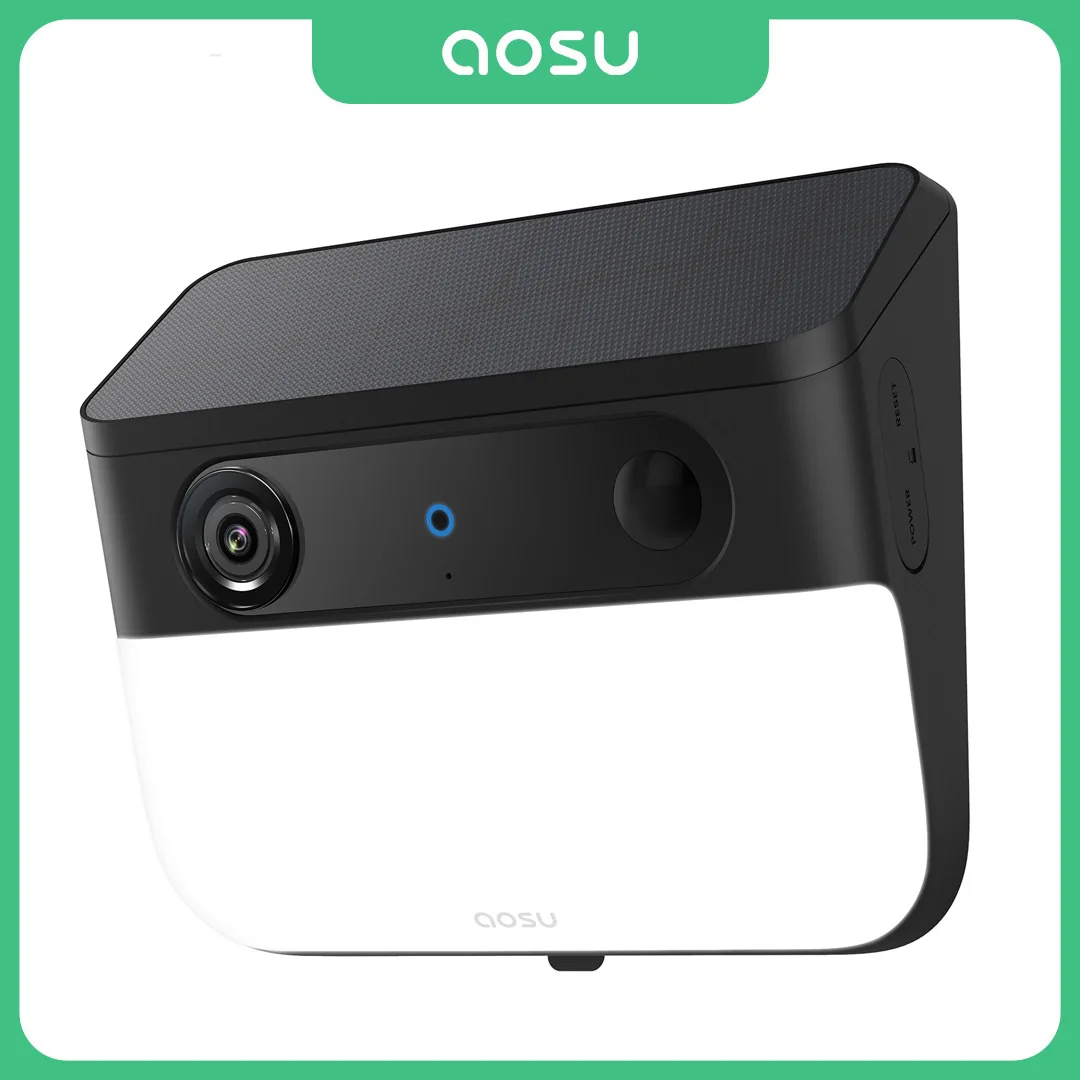 Renewed AOSU 3K/5MP Solar Wall Light Camera 9200mAh Wireless Outdoor Security Cameras AI Detection Color Night Vision CCTV Cam