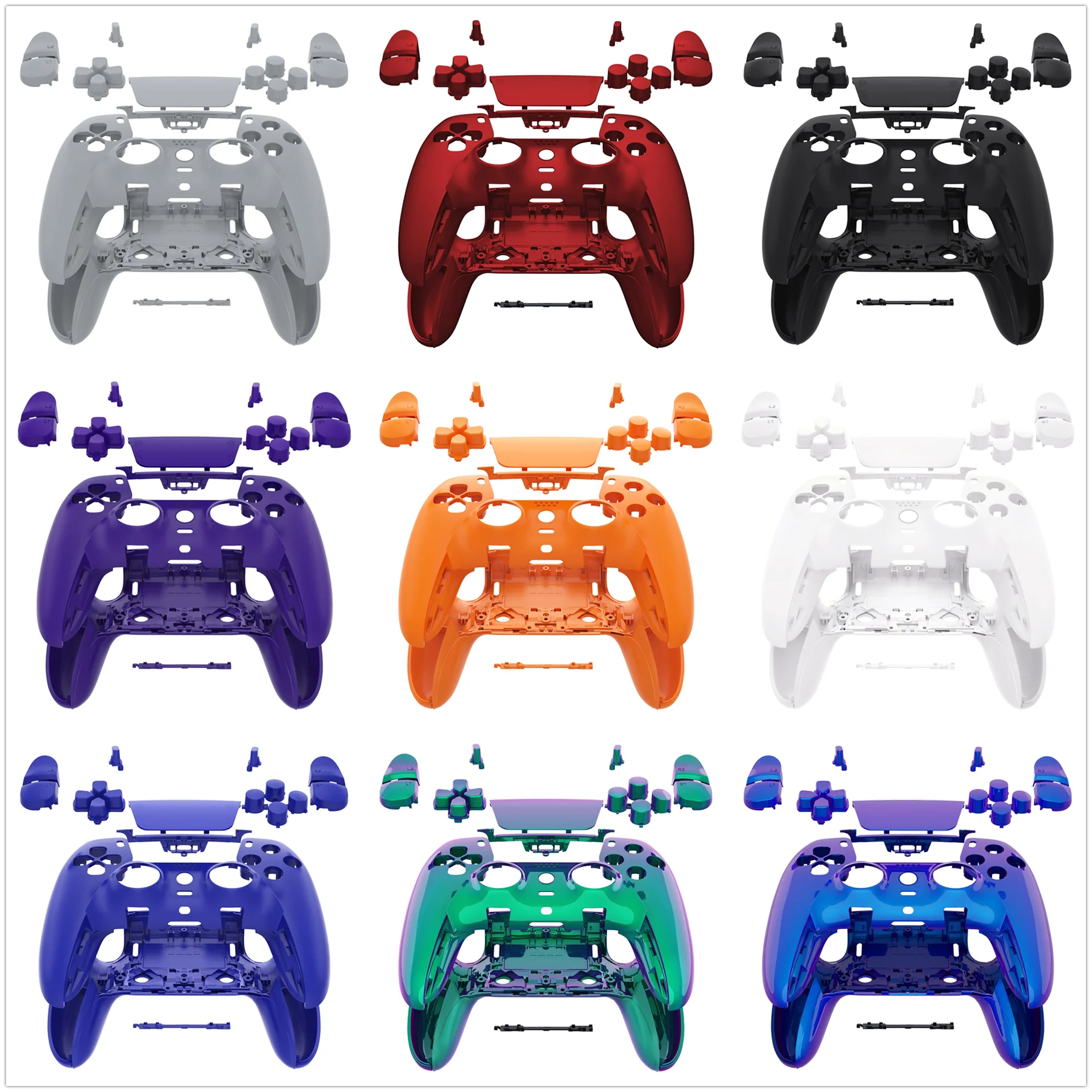 eXtremeRate Black Full Set Housing Shell with Buttons Touchpad Cover for ps5 Edge Controller - Single & Transparent Series