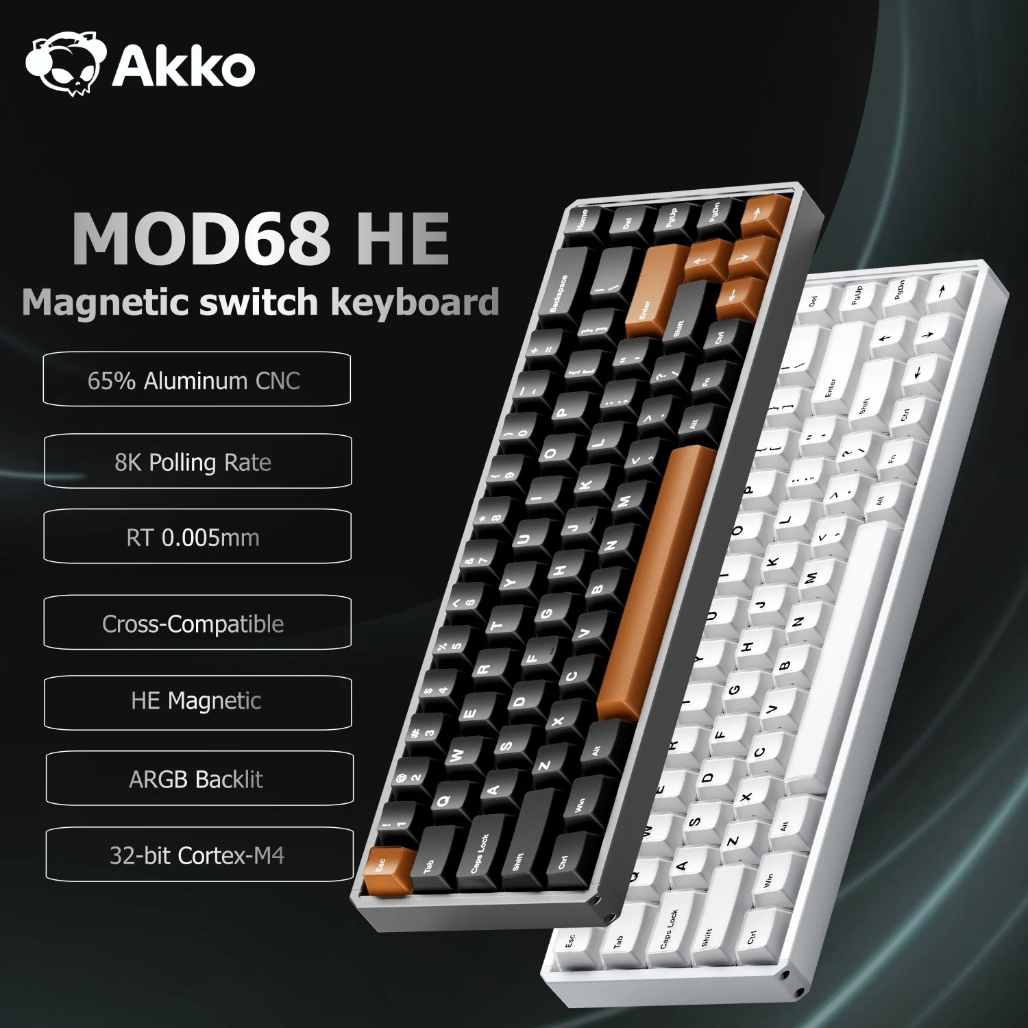 Akko MOD68 HE Keyboard ISO UK/DE/FR Layout 65% Magnetic Switch Rapid Trigger 0.005mm 8K ARGB Custom Gaming Mechanical Keyboard