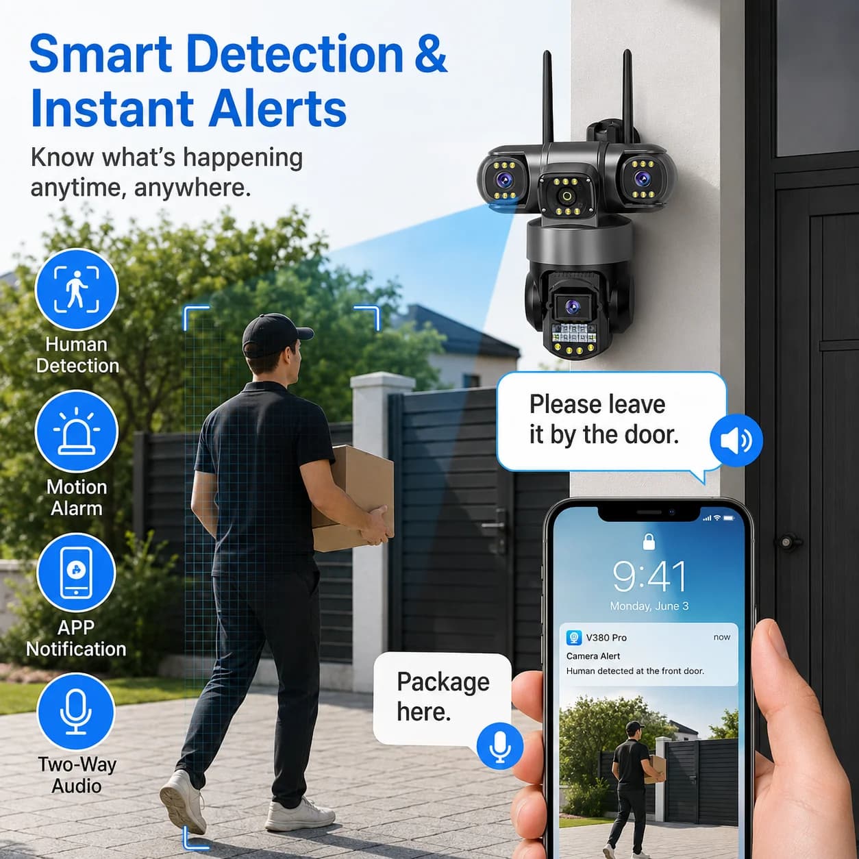 256GB Camera With Sim Card 12MP 6K 4G/WIFI Three Lens Three Screen Monitor Night Vision Security Protection  Video Surveillance