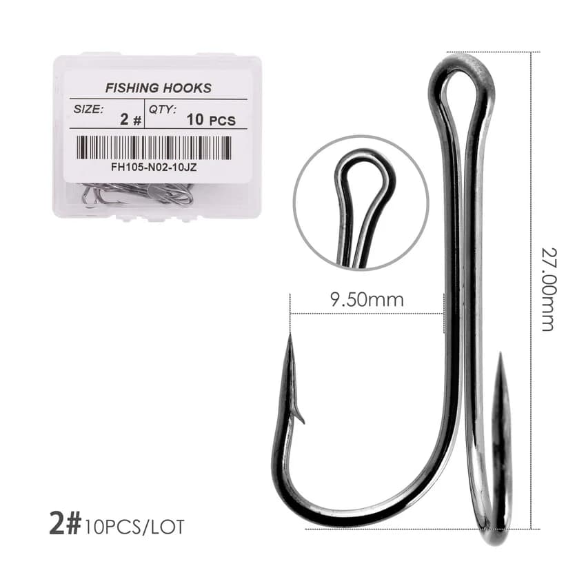10pcs/box Double Fishing Hook Fly Tying Double Frog Hook Bass Weedless Fishing Asist Hooks Fishhook for Soft Lure Jig Head