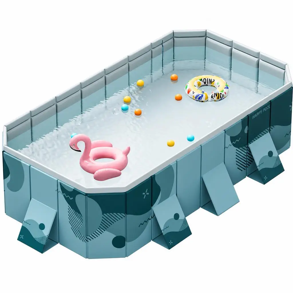 Foldable Inflatable Swimming Pool For Kids Adults Outdoor Backyard Water Play Thickened Wear Resistant PVC Printed Green Multiple Sizes
