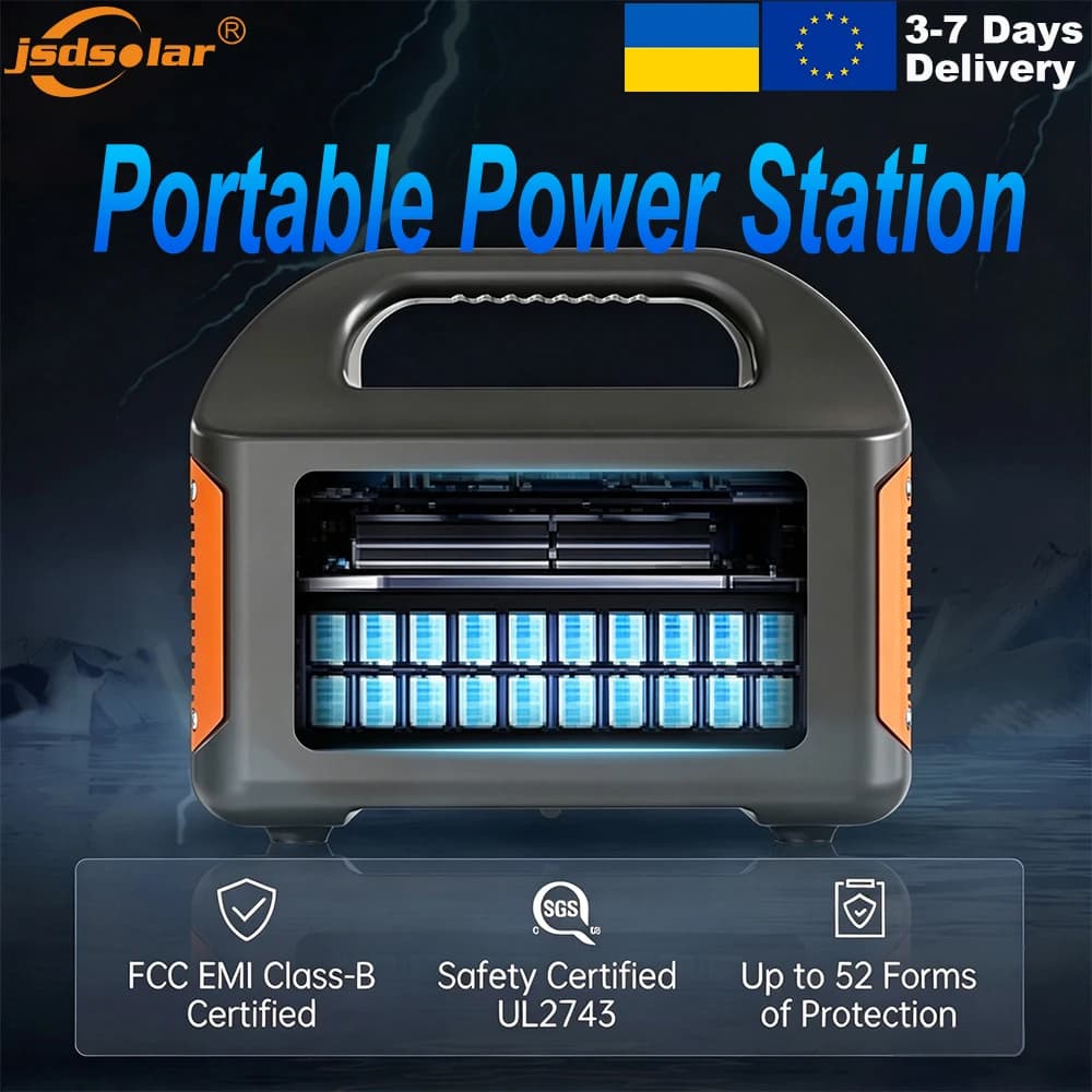 LiFePO4 500W 300W 200W 100W battery, portable solar generator, mobile power station, solar panel for outdoor use, camping, energy storage, power supply, AC sockets, backup power, UPS with LED lighting.