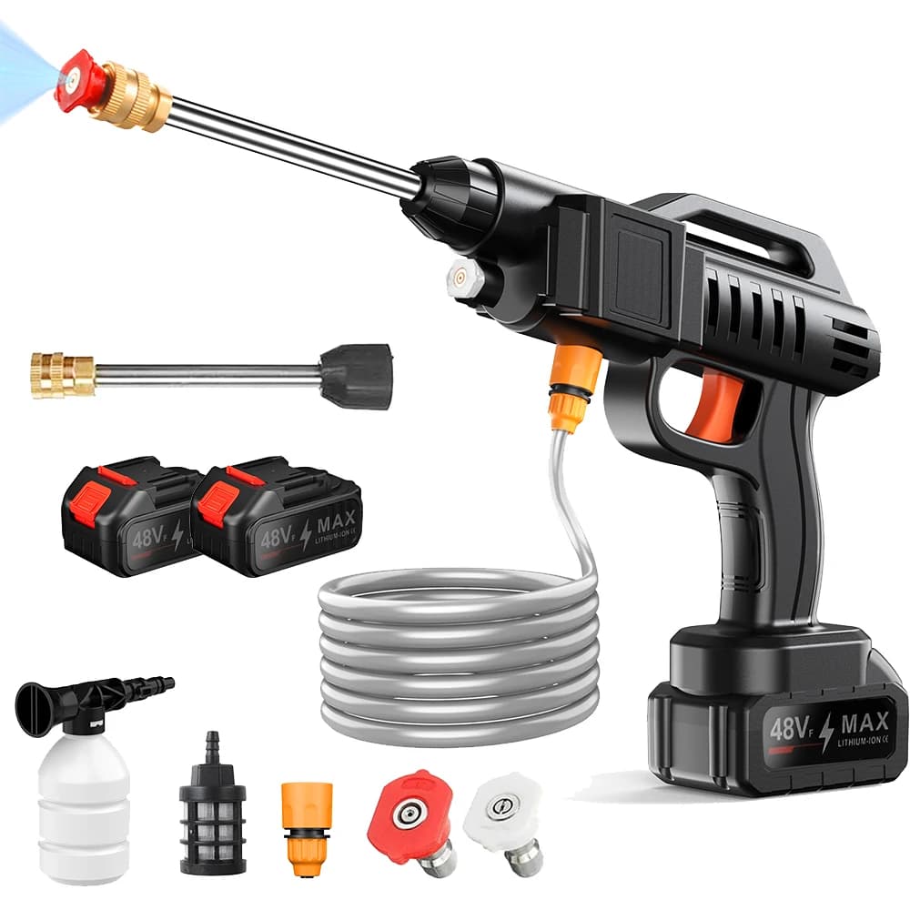 50Bar Cordless High Pressure Cleaner Car Washer Spray Water Gun Foam Generator Cleaner Lithium Battery for Car Detailing Home Outdoor Garden Cars Washing Machine