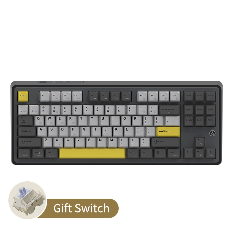 AJAZZ AK870 Mechanical Keyboard, Wireless 3 Modes, Hot-Swappable TFT Screen, 87 Keys (with Keycap Puller), BT5.0/2.4GHz/USB-C