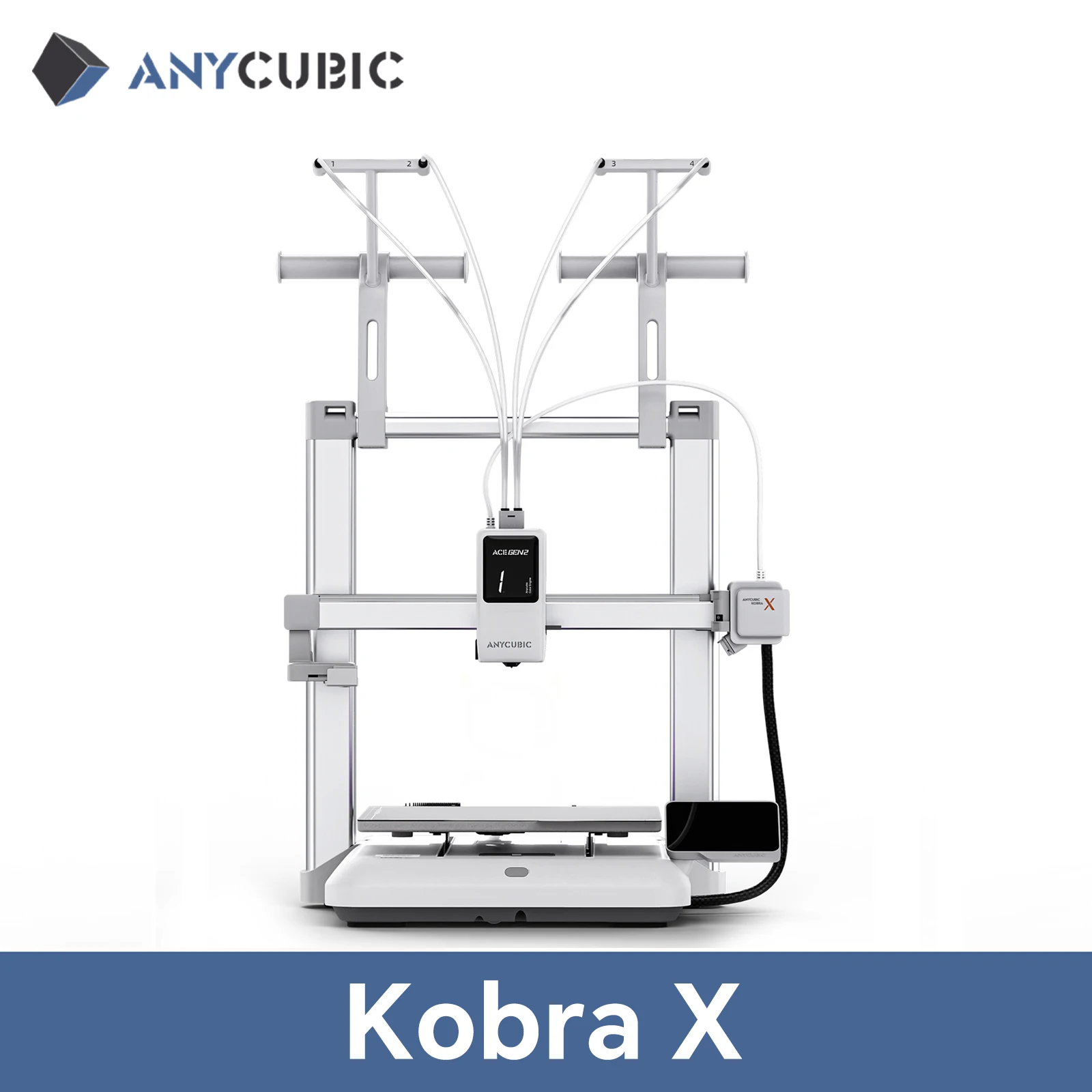 ANYCUBIC Kobra X 3D Printer 600mm/s Max Print Speed 2x Time&Materail Saving Built In 4Color Printing Automatic leveling Printer