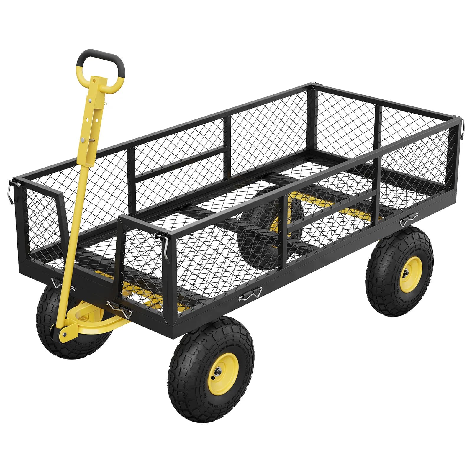 Heavy Duty Steel Garden Cart – 900lbs Capacity Utility Wagon – Convertible Handle – 10" Pneumatic Wheels – Removable Sides – Multi-Purpose All-Terrain Yard, Lawn & Farm Cart