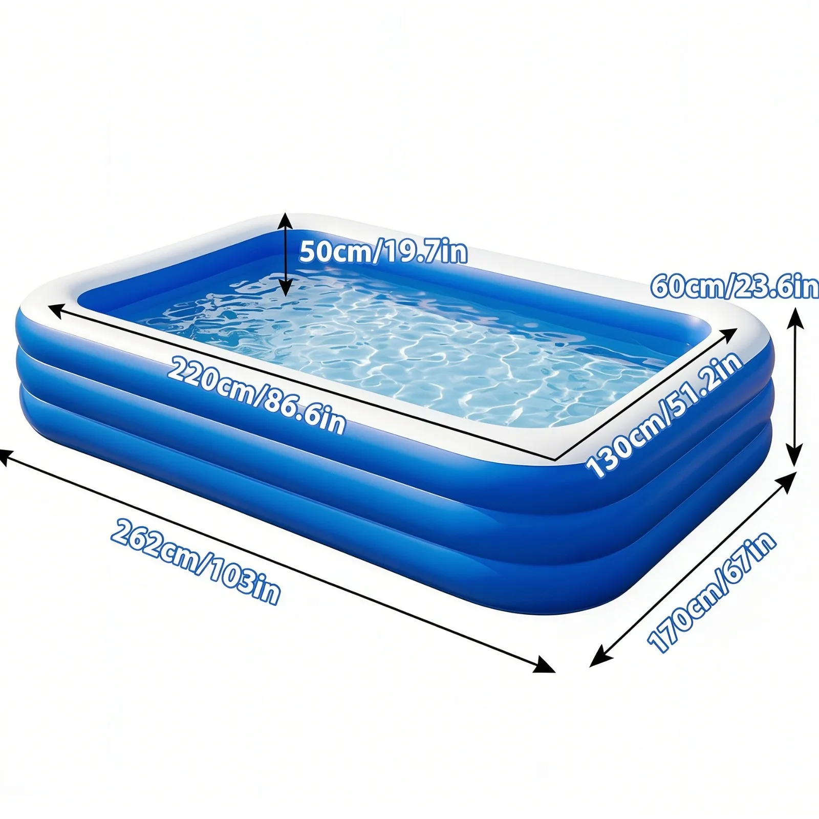 Foldable Inflatable Pool Thickened Family Swimming Pools Adult & Children Paddling Pool for Garden Backyard Summer Water Parties