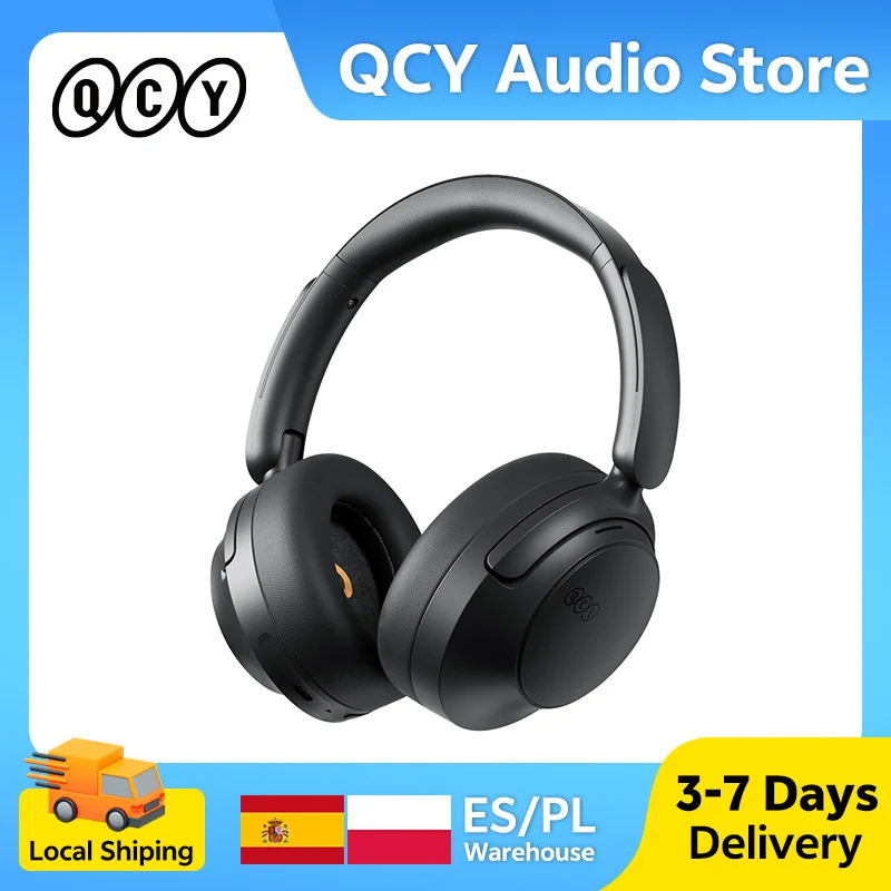 QCY H3S ANC Over Ear Headphones -56dB Noise Cancelling Headsets Bluetooth 6.0 Hi-Res LDAC Spatial Sound Earphones Dual Driver