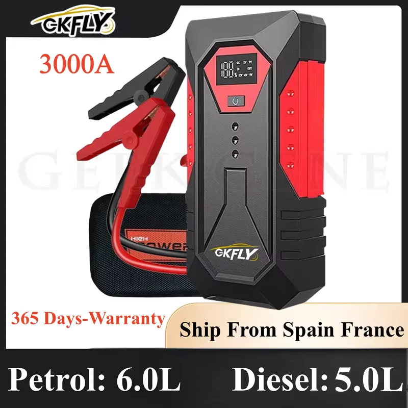 GKFLY 2000A 3000A 4000A Car Jump Starter Big Power Bank Car Battery Booster 12V Car Starting Device for Petrol  6.0L Diesel 5.0L