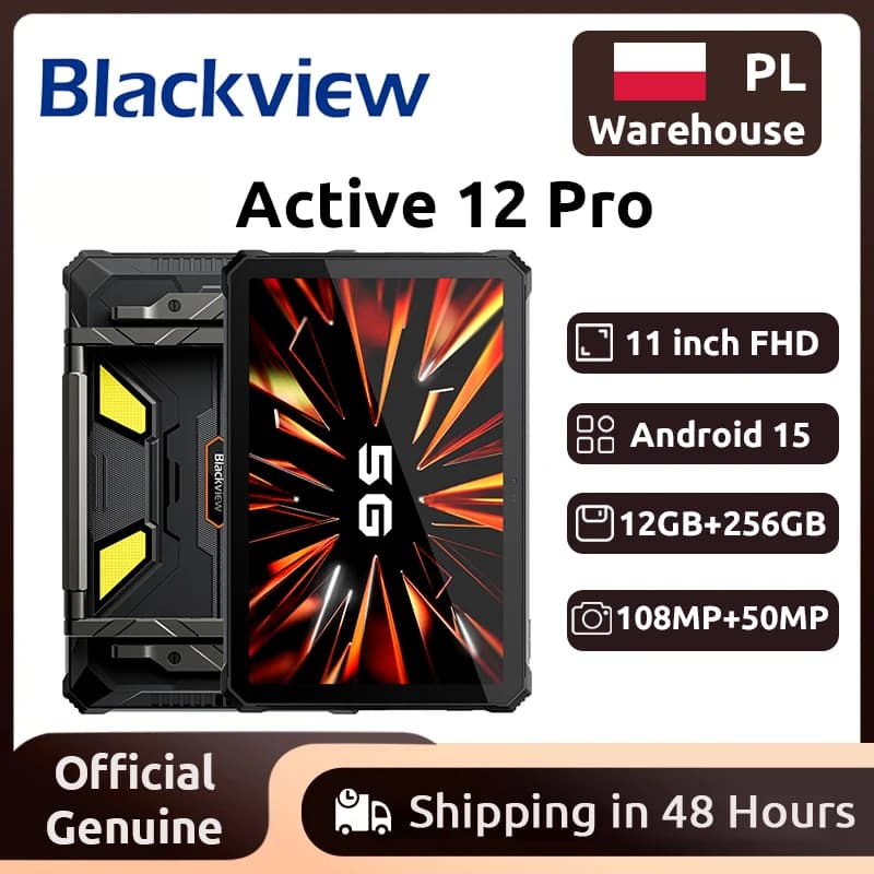 Blackview Active 12 Pro Rugged Tablets 5G Android 15, 11" FHD+ Display, 12GB+256GB / 16GB+1TB, 30000mAh Battery 108MP Camera