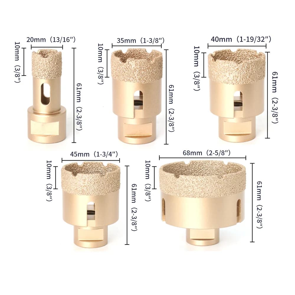 M14 Thread Diamond Dry Vacuum Brazed Drilling Core Drill Bits Set Porcelain Cup Saw Tiles Granite Marble Hole Saw Tools 5/6/8PCS