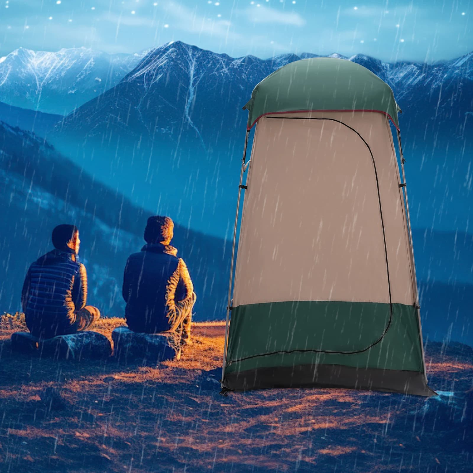 Portable Outdoor Shower Tent Privacy Changing Room Waterproof Sun Shelter UPF50+ Camping Toilet Tent with Removable Bottom
