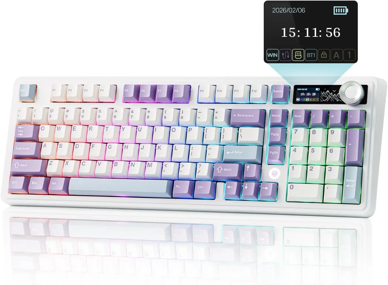 AJAZZ AK980 V2 98 Keys 3-Mode Wireless Mechanical Keyboard, LCD Screen & Multi-Function Knob (Screenless Option Available), 5-Layer Gasket Structure, Hot Swappable, RGB Backlight, 10000mAh Battery
