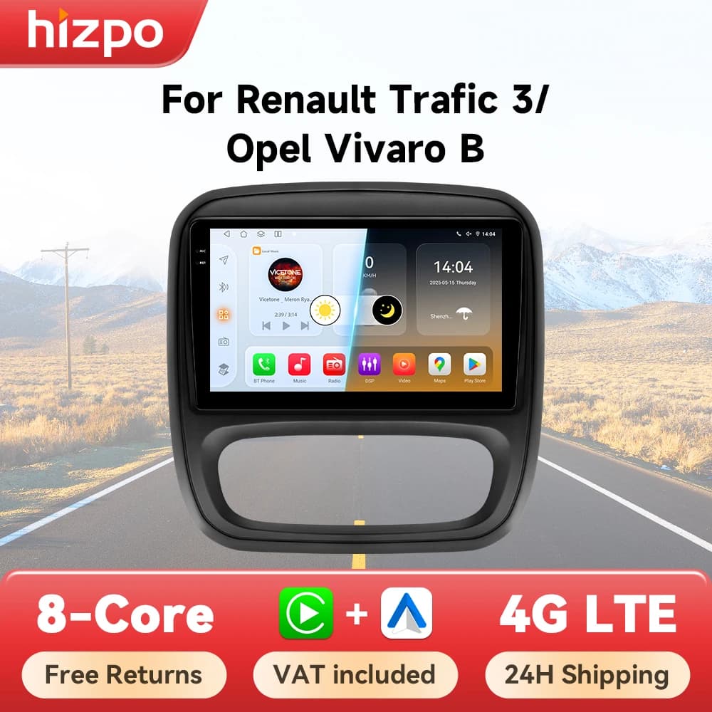 Hizpo Car Radio For Renault Trafic 3 2014- 2021 Opel Vivaro B 2014 - 2018 Autoradio CarPlay Android Auto Intelligent Systems 4G